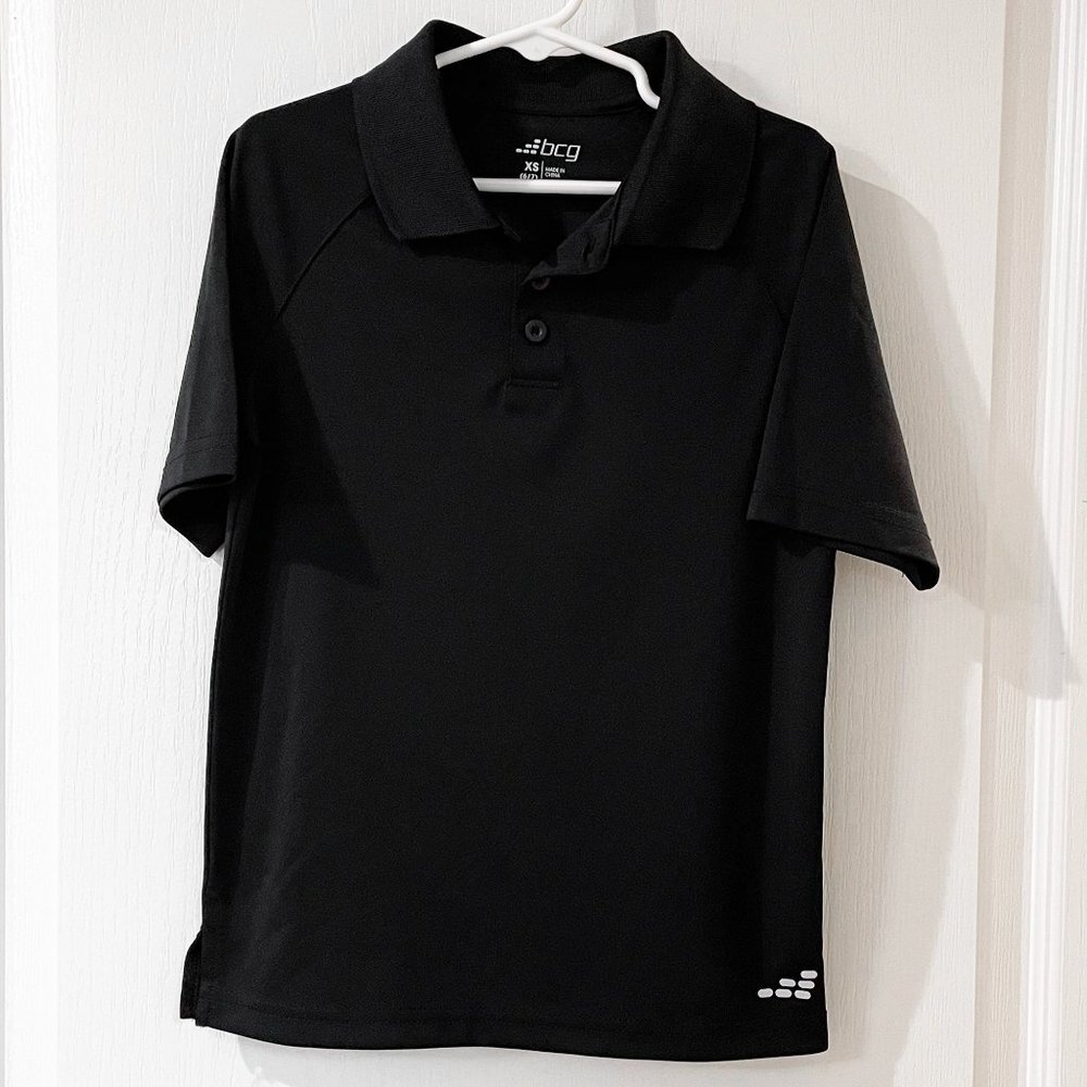 bcg Boys Black Performance Polo School Uniform Shirt Size 6-7 XS